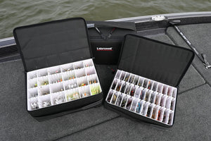 Spinnerbait Deposit Box on the left - Vault on the Right. Lakewood Spinnerbait Deposit Box. Perfect storage for your spinnerbaits, buzzbaits, and more. Designed to fit in the compartments of your boat. Hanging storage allows spinnerbaits and buzzbaits to hang down without putting any added tension on the bait frame. Mesh Bottom to allow air flow for drying and to keep baits from rusting. Made in the USA.