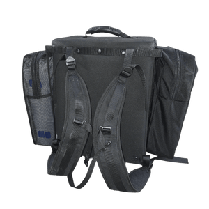 Mini Magnum and Magnum Top Shelf Accessories - shown is a large mesh pocket, a large bllistic pocket, and backpack straps.
