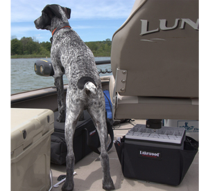 Lakewood Tackle Storage Solution for Walleye/Bass goes right over your boat pedestal! 6 storage pockets on the side hold planer boards or plastics Holds more than 3 dozen lures. Easy/quick/convenient bait access. Made in the USA. Lifetime Warranty.