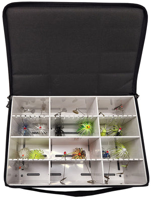 Lakewood Spinnerbait Deposit Box Large. Perfect storage for your spinner baits, buzz baits, and more. Designed to fit in the compartments of your boat. Hanging storage allows spinnerbaits and buzzbaits to hang down without putting any added tension on the bait frame. Mesh Bottom to allow air flow for drying and to keep baits from rusting. Made in the USA.