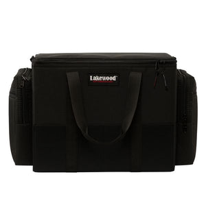 Pictured is the Large. Two sizes available and redesigned interior! The Ultimate Swimbait Tackle Storage! Keep those expensive baits protected! Separate compartments to hang swim baits with individual rods and clips. Front pockets for tools and zippered side pockets for storage.