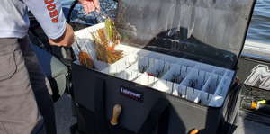 Lakewood Musky Monster Tackle Case for Musky/Pike and those larger baits. Also great for those larger swim baits! Floats when loaded! (when fully zipped) Made in the USA. Lifetime Warranty. Perfect fishing tackle storage solution!