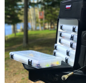 Lakewood Magnum Top Shelf Lakewood Tackle go-anywhere case for all types of fishing and for all seasons! Perfect for all species - walleye, bass, musky, salmon, and more! Holds six 3700 style boxes or three 3730 style storage boxes or mix and match (NOT INCLUDED) Optional Zippered side pockets (NOT INCLUDED). Made in the USA. Lifetime Warranty.