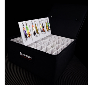 Lakewood Tackle Case for Walleye and Bass. Perfect storage for your rippin' raps, blade baits, shad raps, shiver minnows, jigging raps, spoons, smaller crank baits and more! Floats when loaded! (when fully zipped).Made in the USA. Lifetime Warranty.