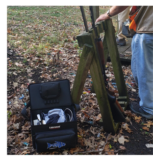 Sporting Clays, Range Days, and more! The Clay Shooter Case from Lakewood Products has side compartments that hold four boxes of shells each – 200 total shells Center compartment holds 200 empty shells Storage pocket and large exterior pocket for your glasses, gloves, ear protection, tools, etc. It floats (when zipped up) even when full of shells. Adjustable shoulder strap. Made in the USA. Lifetime Warranty.
