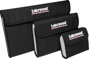 Lakewood Products Lure Storage. Convenient sized and heavy foam securely holds and helps you organize and keep your ice fishing lures, jigs, stinger hooks, treble hooks, and more protected! Folds compactly like a wallet and closes with a Velcro® tab. Clear pocket on spine for labeling. Made in USA.