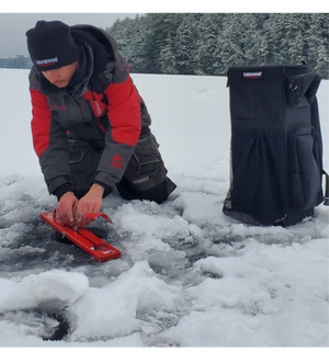 The Ice Pak from Lakewood Products accepts the largest tip-ups and is perfect for Ice Fishing. Gear pockets for tools also act as a third hand for restringing. Holds up to 5 rods on side of case. Can be used as a backpack. Made in the USA. Lifetime Warranty.