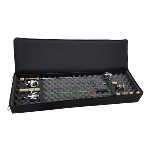 Lakewood Ice Rod and Reel Case for Ice Fishing Accommodate those longer rods up to 41! Internal has foam bottom and sides as well as additional foam added to lid to help hold rods in place. Heavy-duty construction allows you to carry this pack or strap it on to an ATV/UTV/Snowmobile Made in the USA Lifetime Warranty.