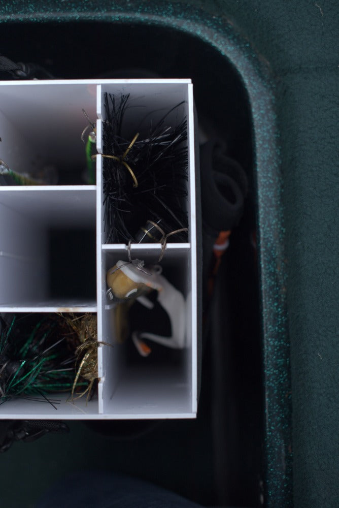 Lakewood Tackle Storage Solution for Musky/Pike goes right over your boat pedestal! Perfect for holding those larger bass swimbaits too! Easy/quick/convenient bait access. Made in the USA. Lifetime Warranty.