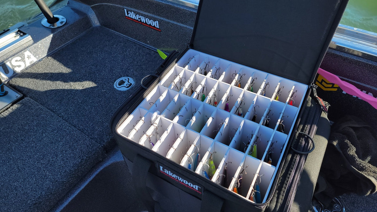 Fishing Tackle Case for Walleye/Bass Lures. Perfect storage for your crank baits! Floats when loaded! (when fully zipped) Made in the USA. Lifetime Warranty. Perfect fishing tackle storage solution!