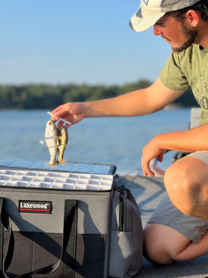 Two sizes available and redesigned interior! The Ultimate Swimbait Tackle Storage! Keep those expensive baits protected! Separate compartments to hang swim baits with individual rods and clips. Front pockets for tools and zippered side pockets for storage.