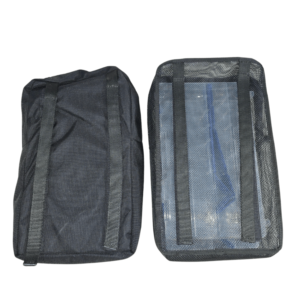Accessories - shown is a large ballistic pocket and a large mesh pocket