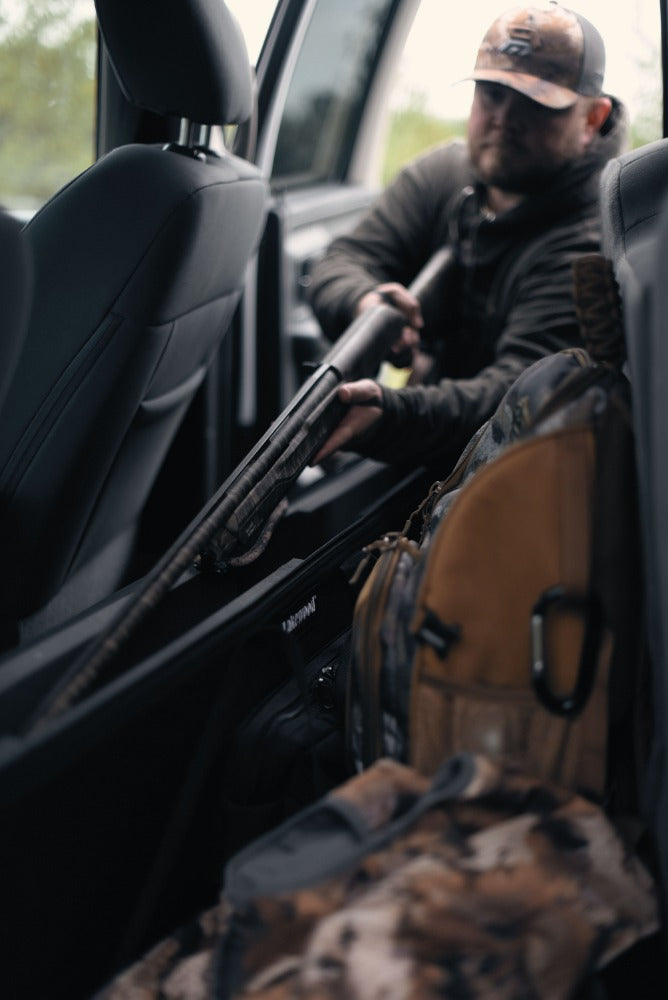 All-in-one complete gun case for your rifle or shotgun! Convenient, top-loading, drop-in design. Extra-thick foam interior keeps gun protected and secure (can be cut to customize fit of gun). TSA Compliant. Molle webbing on front with optional pocket. Made in the USA. Lifetime Warranty.