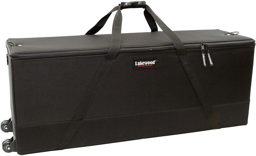 Lakewood Bow Cases offer convenient top-loading, drop-in design. Rectangular shape allows for lots of gear storage. Zippers come together to accommodate a lock D-rings for tie down or additional locking points. Lighter than most double bow cases. Made in the USA. Lifetime Warranty.