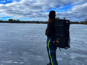 The Ice Pak from Lakewood Products accepts the largest tip-ups and is perfect for Ice Fishing. Gear pockets for tools also act as a third hand for restringing. Holds up to 5 rods on side of case. Can be used as a backpack. Made in the USA. Lifetime Warranty.