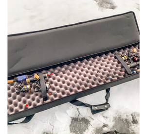 Lakewood Ice Rod and Reel Case for Ice Fishing Accommodate those longer rods up to 41! Internal has foam bottom and sides as well as additional foam added to lid to help hold rods in place. Heavy-duty construction allows you to carry this pack or strap it on to an ATV/UTV/Snowmobile Made in the USA Lifetime Warranty.