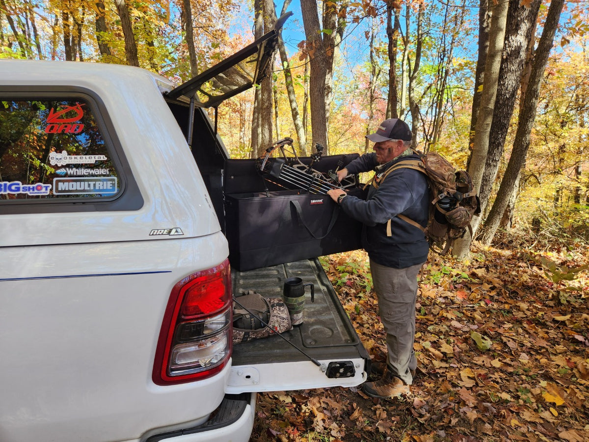 Lakewood Bow Cases offer convenient top-loading, drop-in design. Rectangular shape allows for lots of gear storage. Zippers come together to accommodate a lock D-rings for tie down or additional locking points. Lighter than most double bow cases. Made in the USA. Lifetime Warranty.