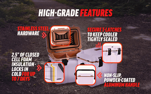 High Grade Features on the Lakewood Cooler make it perfect for personal use, picnics, beach trips, hunting, fishing, camping, tailgating and more. Comes in multiple sizes!