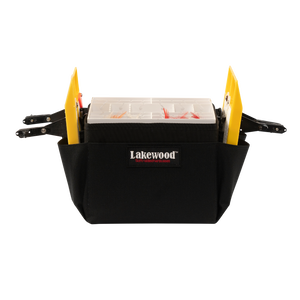 Lakewood Tackle Storage Solution for Walleye/Bass goes right over your boat pedestal! 6 storage pockets on the side hold planer boards or plastics Holds more than 3 dozen lures. Easy/quick/convenient bait access. Made in the USA. Lifetime Warranty.
