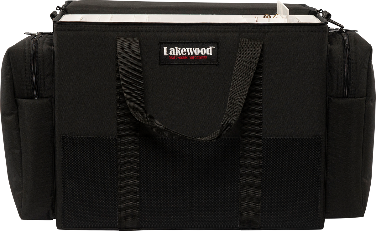 Lakewood Musky Upright Tackle Case for Musky/Pike and those larger baits and bucktails. Also great for those larger swim baits! Floats when loaded! (when fully zipped) Made in the USA. Lifetime Warranty. Perfect fishing tackle storage solution!