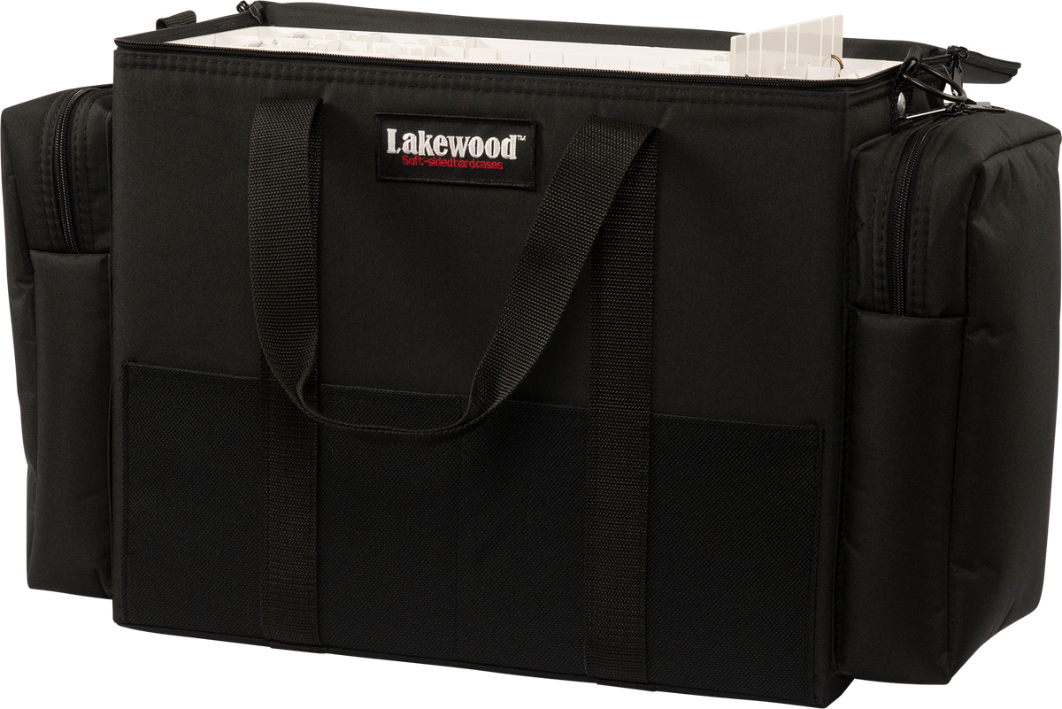 Lakewood Musky Upright Tackle Case for Musky/Pike and those larger baits and bucktails. Also great for those larger swim baits! Floats when loaded! (when fully zipped) Made in the USA. Lifetime Warranty. Perfect fishing tackle storage solution!
