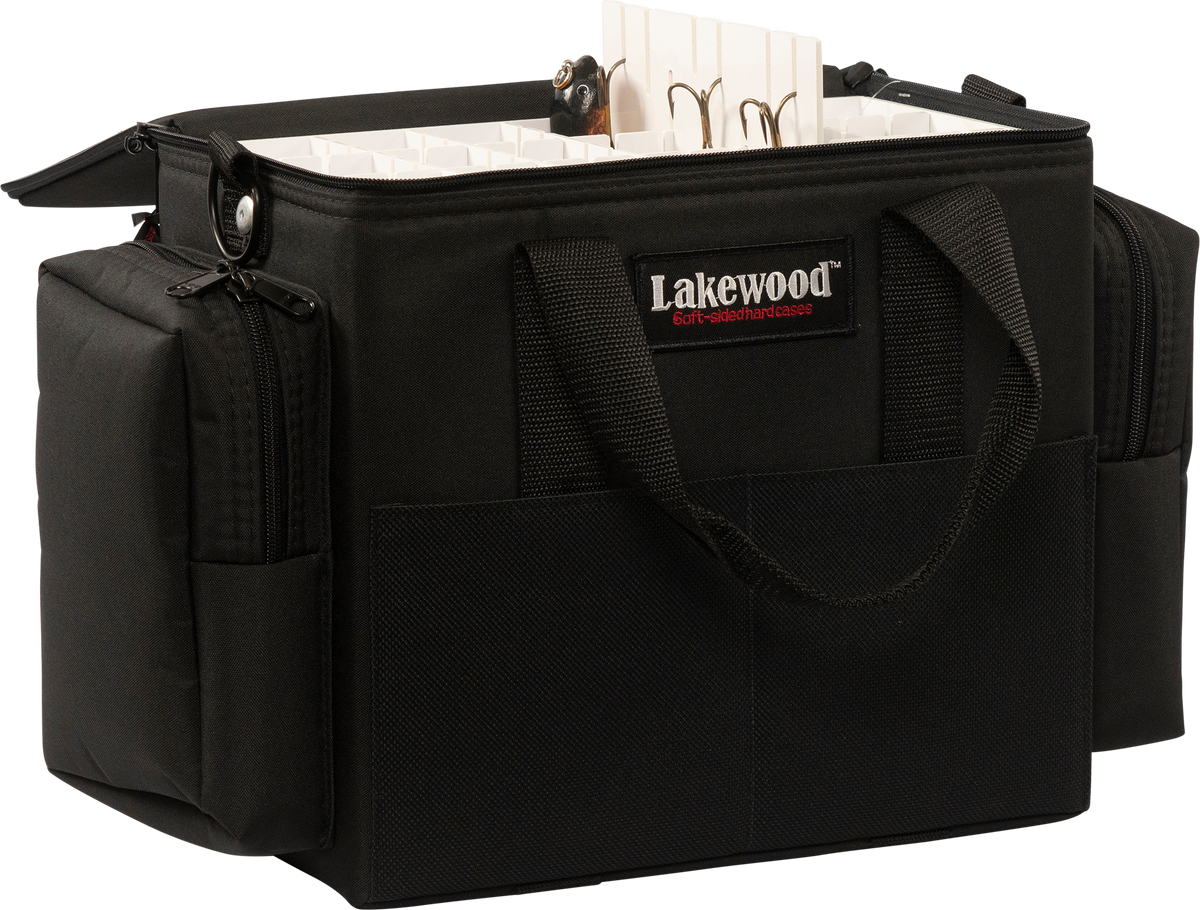Lakewood Musky Junior Tackle Case for Musky/Pike and those larger baits. Also great for those larger swim baits! Floats when loaded! (when fully zipped) Made in the USA. Lifetime Warranty. Perfect fishing tackle storage solution!