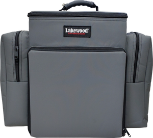 Lakewood Tackle go-anywhere case for all types of fishing and for all seasons! Perfect for all species - walleye, bass, musky, salmon, and more! Holds six 3700 style boxes or three 3730 style storage boxes or mix and match (NOT INCLUDED) Zippered side pockets additional. Made in the USA. Lifetime Warranty.