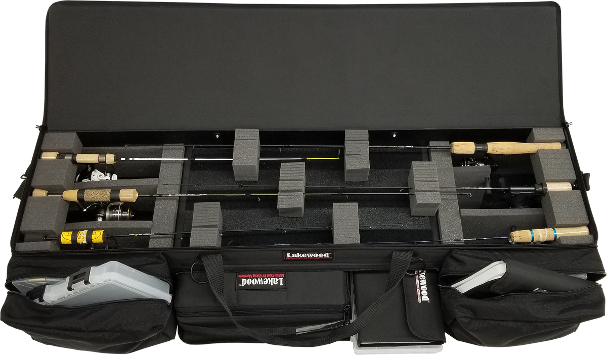 Lakewood brings you the Ultimate Ice Rod Case! Designed to hold all your gear while protecting your rods and reels. Will accommodate rods up to 44" in length. Perfect for the back of your ATV/UTV or snowmobile. Customizable foam and lots of storage. Made in the USA. Lifetime Warranty. 
