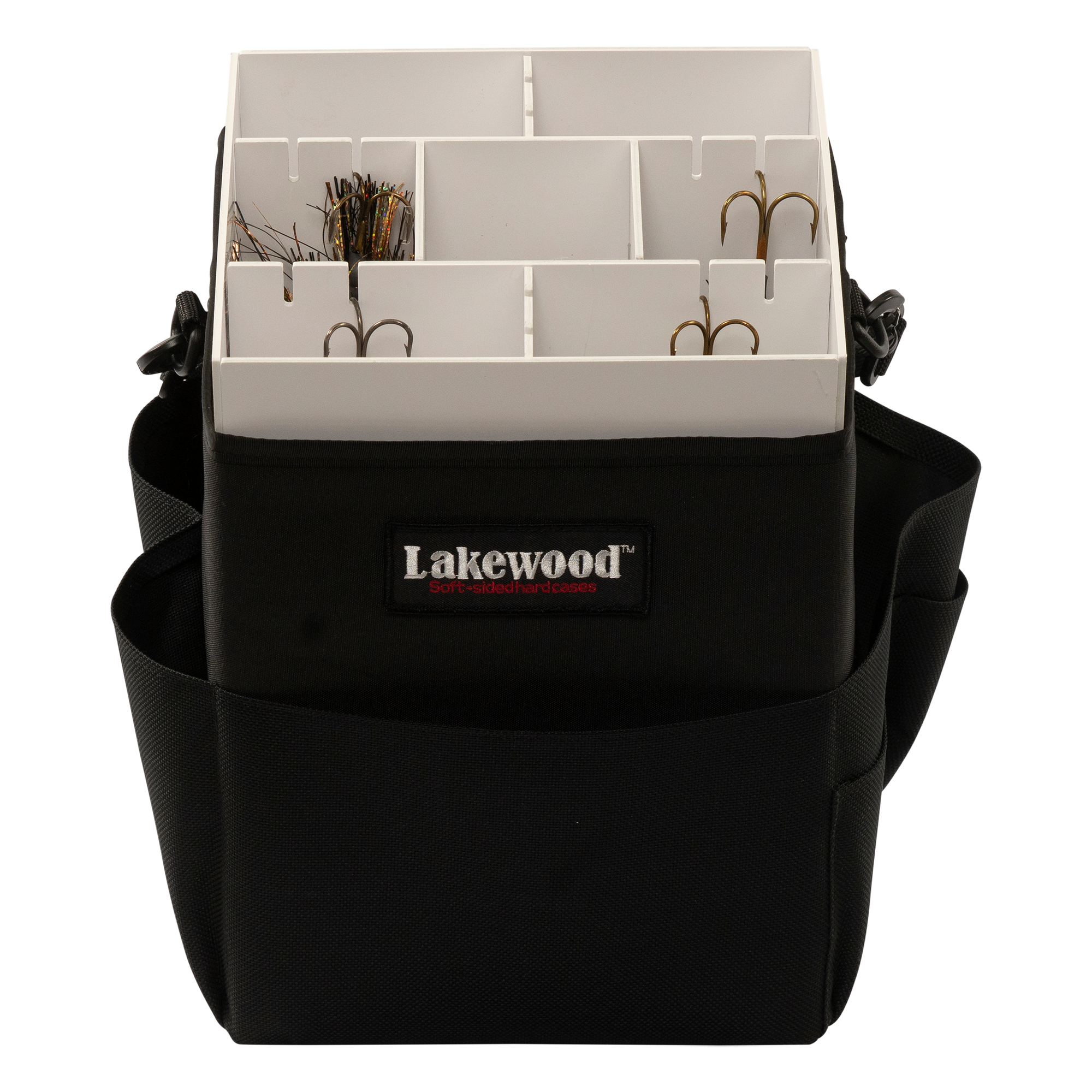Lakewood Tackle Storage Solution for Musky/Pike goes right over your boat pedestal! Perfect for holding those larger bass swimbaits too! Easy/quick/convenient bait access. Made in the USA. Lifetime Warranty.